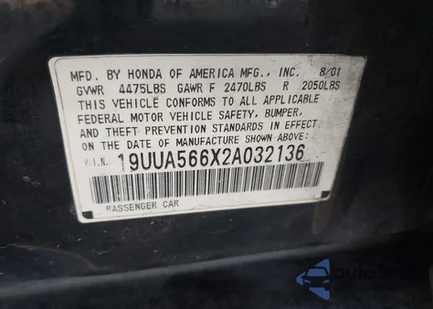 2002 Acura Tl 3.2 from USA, damaged, VIN 19UUA566X2A032136